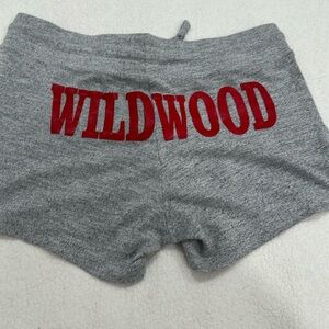 Gray grey  drawstring short shorts butt logo Cotton blend size S wildwood
